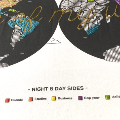 Map of my world, Kit de Broderie, affiche-textile Reaytobemade par noodlegraphique.
