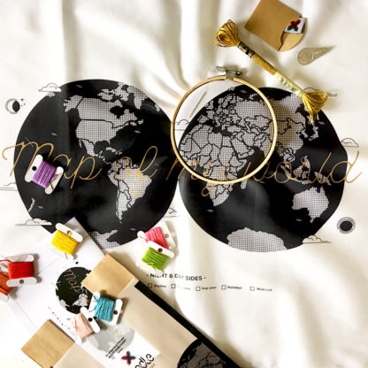 Map of my world, Kit de Broderie, affiche-textile Reaytobemade par noodlegraphique.